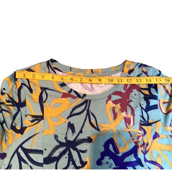 LOGO Lori Goldstein Green & Floral Jersey Knit Midi/ Maxi Dress Sz Sm Art 2 Wear - Picture 6 of 13